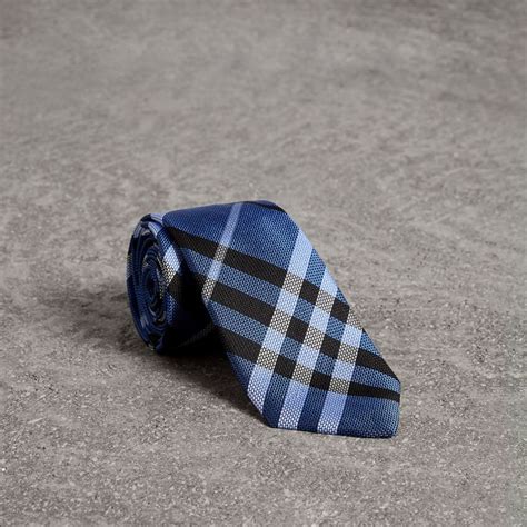 burberry modern cut silk tie mineral blue|Check Silk Tie in Midnight .